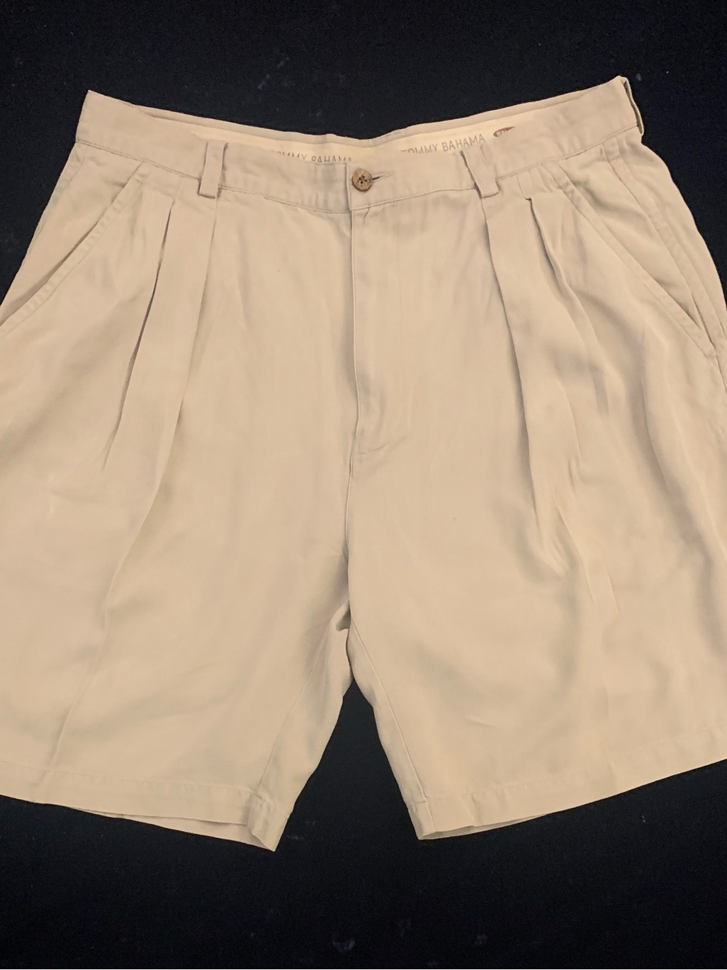 Tommy Bahama All Silk Pleated Khaki Shorts